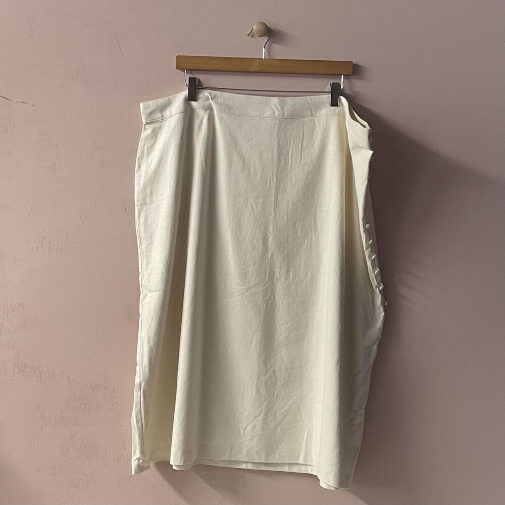 Madewell Cream Button-Down Side Slit Midi Skirt Plus Size 22 NWT